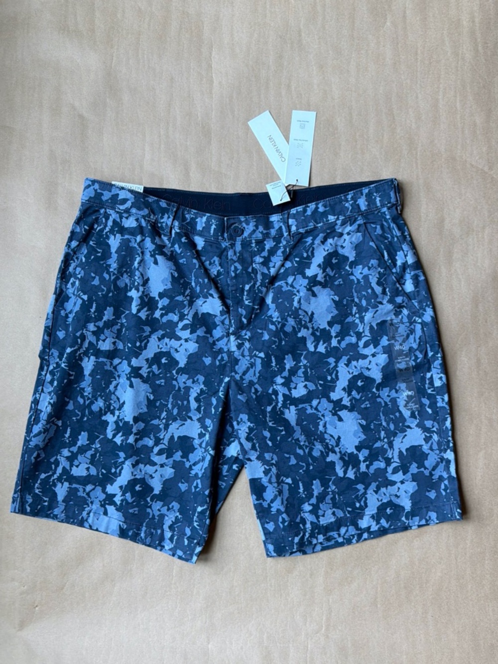 CALVIN KLEIN Slim Fit SHORTS Size 40 New Blue Casual 9" Inseam